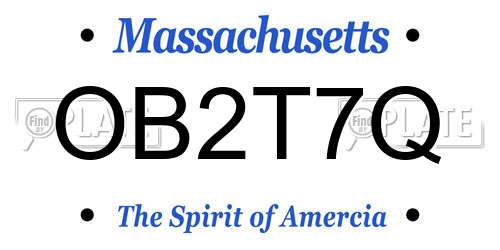 OB2T7Q Massachusetts License Plate