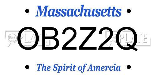 OB2Z2Q Massachusetts License Plate