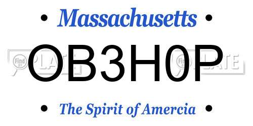 OB3H0P Massachusetts License Plate