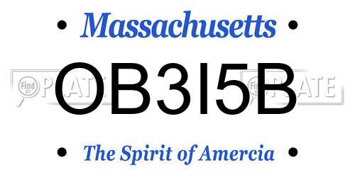 OB3I5B Massachusetts License Plate