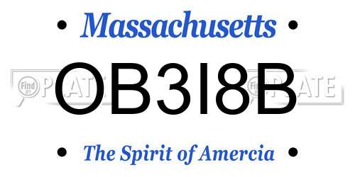 OB3I8B Massachusetts License Plate