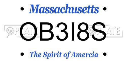 OB3I8S Massachusetts License Plate