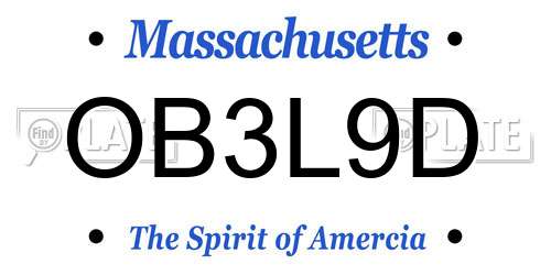 OB3L9D Massachusetts License Plate