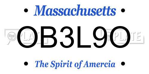 OB3L9O Massachusetts License Plate