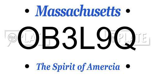 OB3L9Q Massachusetts License Plate