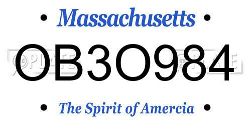 OB3O984 Massachusetts License Plate