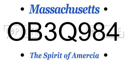 OB3Q984 Massachusetts License Plate
