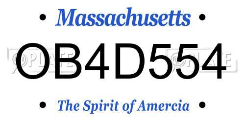 OB4D554 Massachusetts License Plate