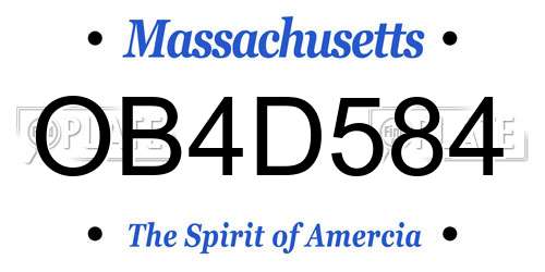 OB4D584 Massachusetts License Plate
