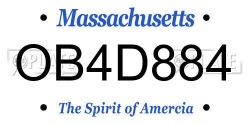 OB4D884 Massachusetts License Plate