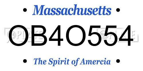 OB4O554 Massachusetts License Plate