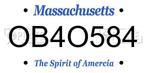 OB4O584 Massachusetts License Plate