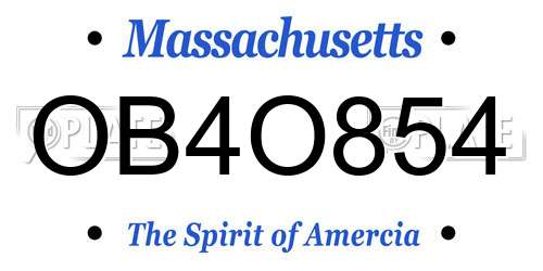 OB4O854 Massachusetts License Plate