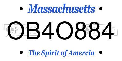 OB4O884 Massachusetts License Plate