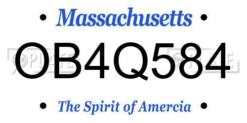 OB4Q584 Massachusetts License Plate