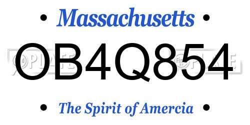 OB4Q854 Massachusetts License Plate
