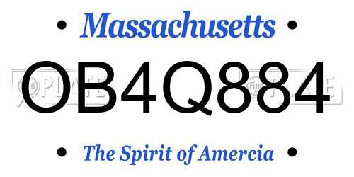 OB4Q884 Massachusetts License Plate