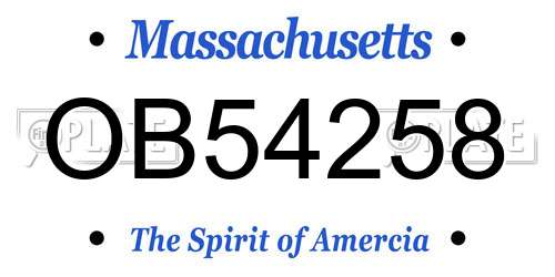 OB54258 Massachusetts License Plate