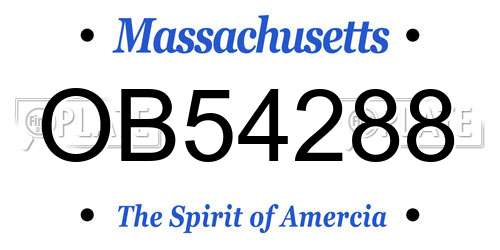 OB54288 Massachusetts License Plate