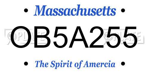 OB5A255 Massachusetts License Plate