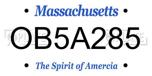 OB5A285 Massachusetts License Plate