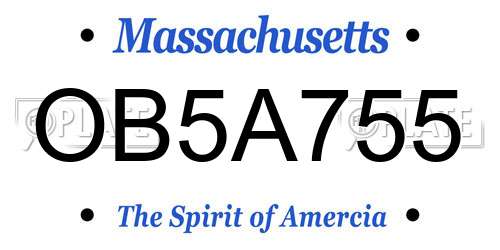 OB5A755 Massachusetts License Plate