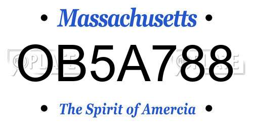 OB5A788 Massachusetts License Plate