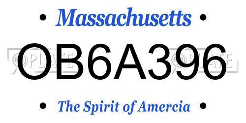 OB6A396 Massachusetts License Plate
