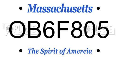 OB6F805 Massachusetts License Plate
