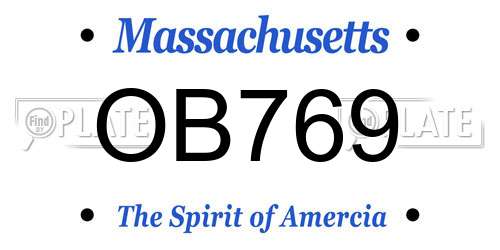 OB769 Massachusetts License Plate