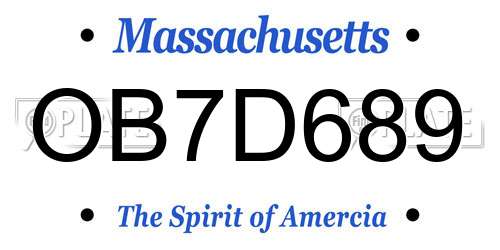 OB7D689 Massachusetts License Plate