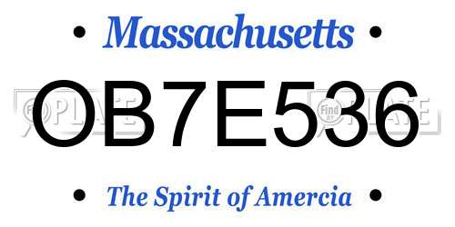 OB7E536 Massachusetts License Plate