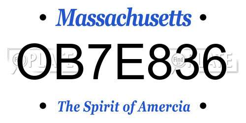 OB7E836 Massachusetts License Plate