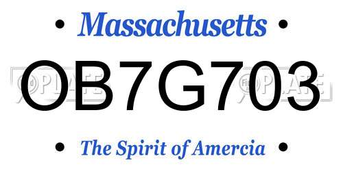 OB7G703 Massachusetts License Plate