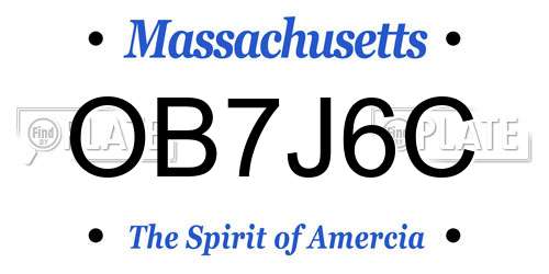 OB7J6C Massachusetts License Plate