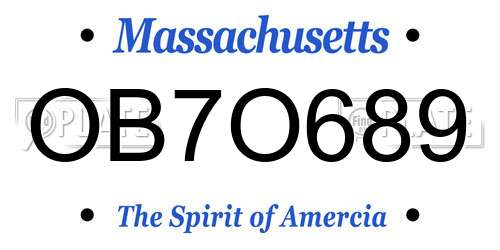 OB7O689 Massachusetts License Plate