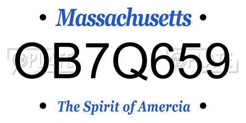 OB7Q659 Massachusetts License Plate