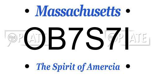 OB7S7I Massachusetts License Plate