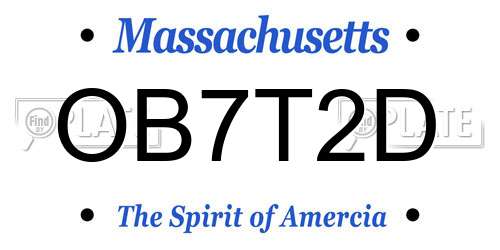 OB7T2D Massachusetts License Plate