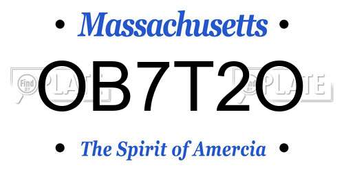 OB7T2O Massachusetts License Plate
