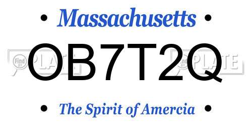 OB7T2Q Massachusetts License Plate