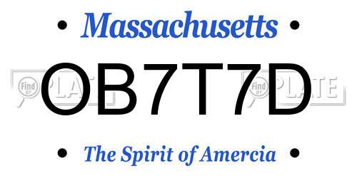 OB7T7D Massachusetts License Plate