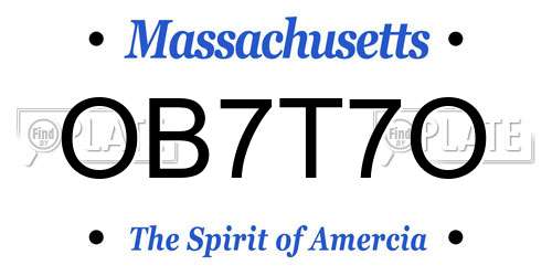 OB7T7O Massachusetts License Plate