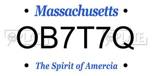 OB7T7Q Massachusetts License Plate