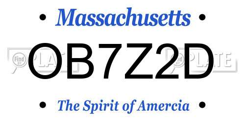 OB7Z2D Massachusetts License Plate