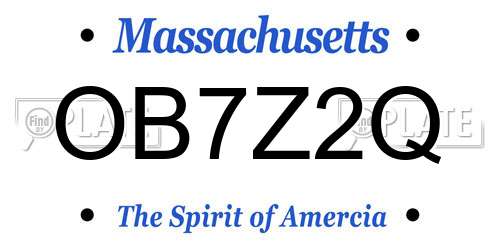 OB7Z2Q Massachusetts License Plate