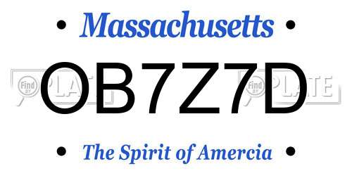 OB7Z7D Massachusetts License Plate