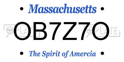 OB7Z7O Massachusetts License Plate