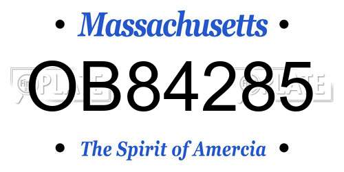 OB84285 Massachusetts License Plate