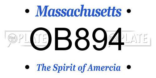 OB894 Massachusetts License Plate